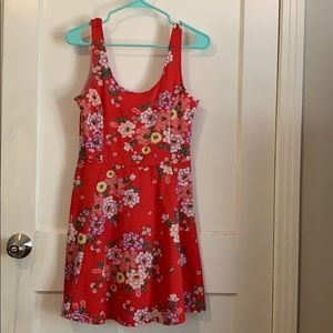 H&M Red Floral Skater Dress
